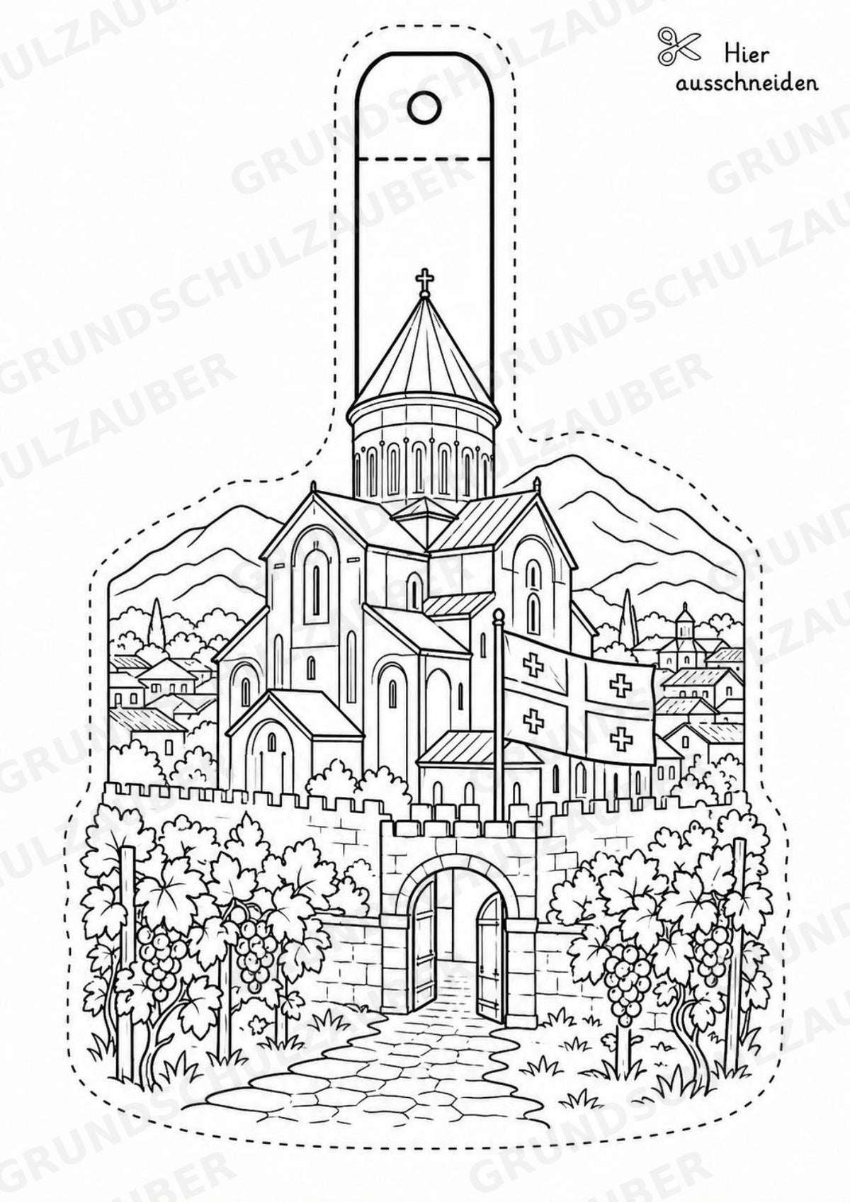 Georgien – Fensterdeko – Basteln – Ausmalbild – Ausschneiden – 15 Vorlagen – Materialseite 3
