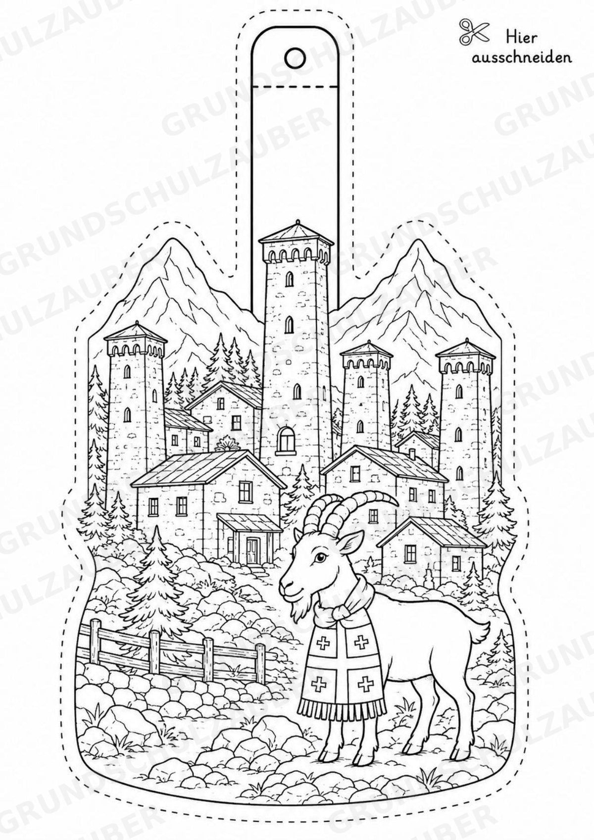 Georgien – Fensterdeko – Basteln – Ausmalbild – Ausschneiden – 15 Vorlagen – Materialseite 8