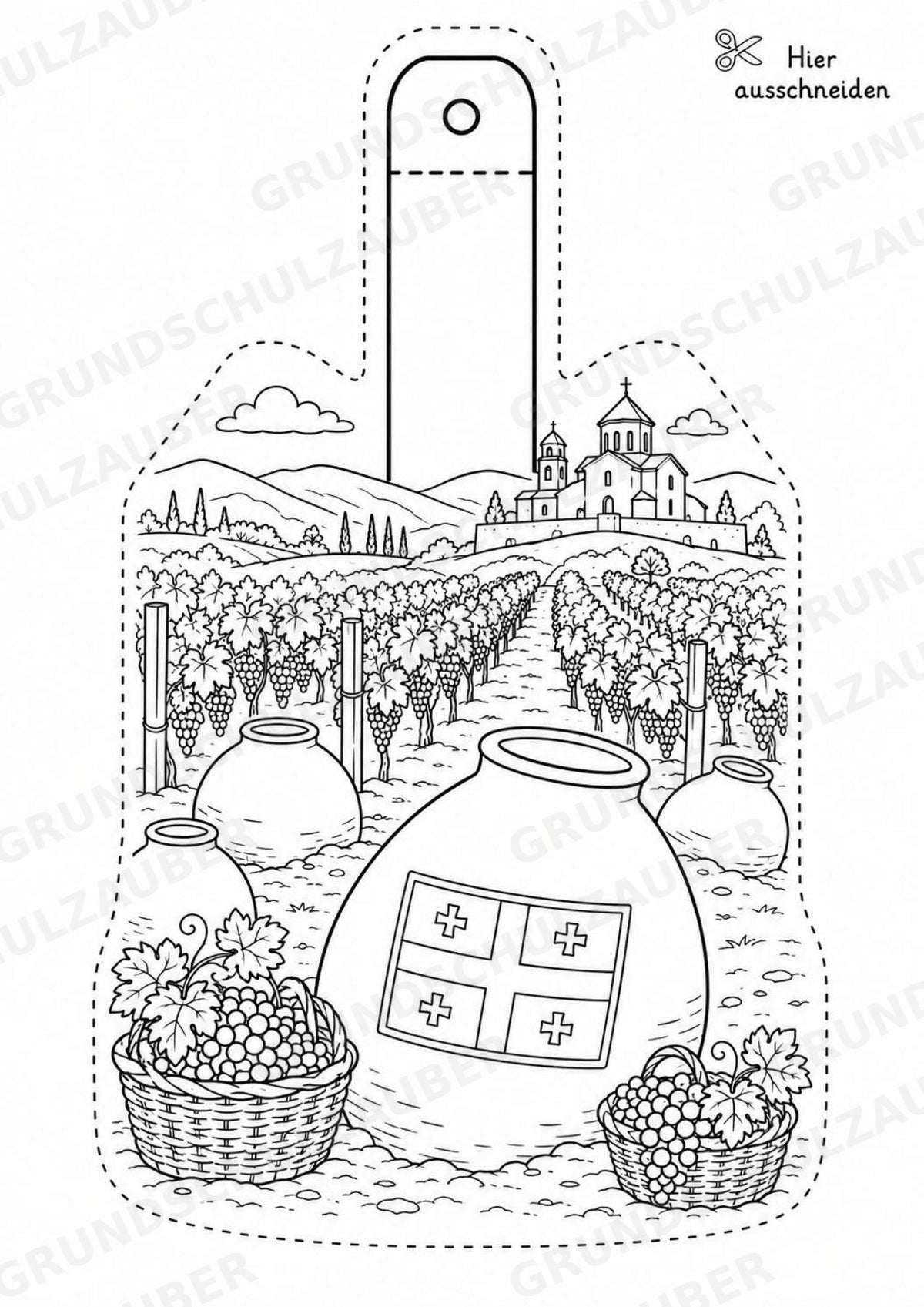 Georgien – Fensterdeko – Basteln – Ausmalbild – Ausschneiden – 15 Vorlagen – Materialseite 12
