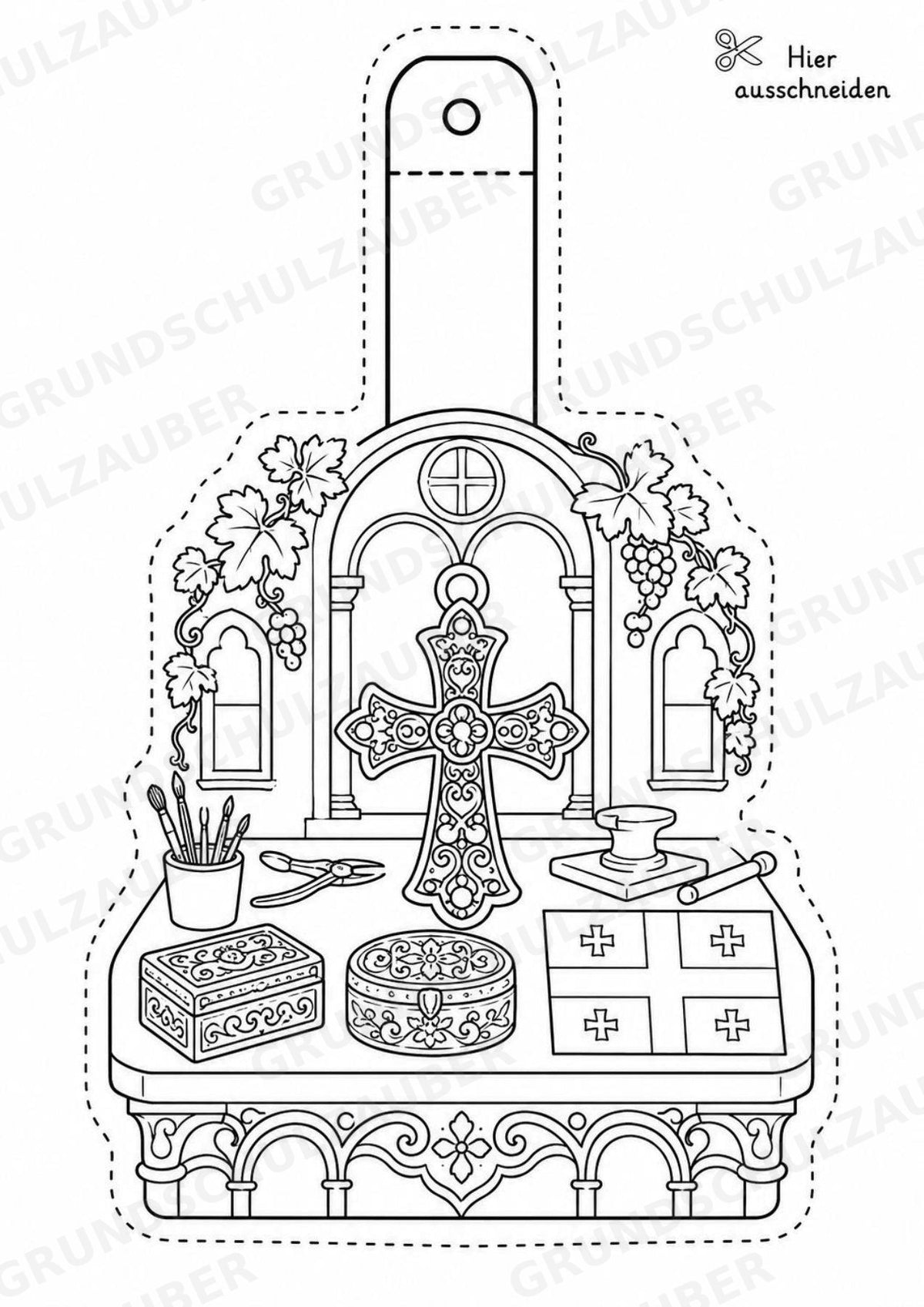 Georgien – Fensterdeko – Basteln – Ausmalbild – Ausschneiden – 15 Vorlagen – Materialseite 14