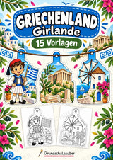 Griechenland – Fensterdeko – Basteln – Ausmalbild – Ausschneiden – 15 Vorlagen – Cover