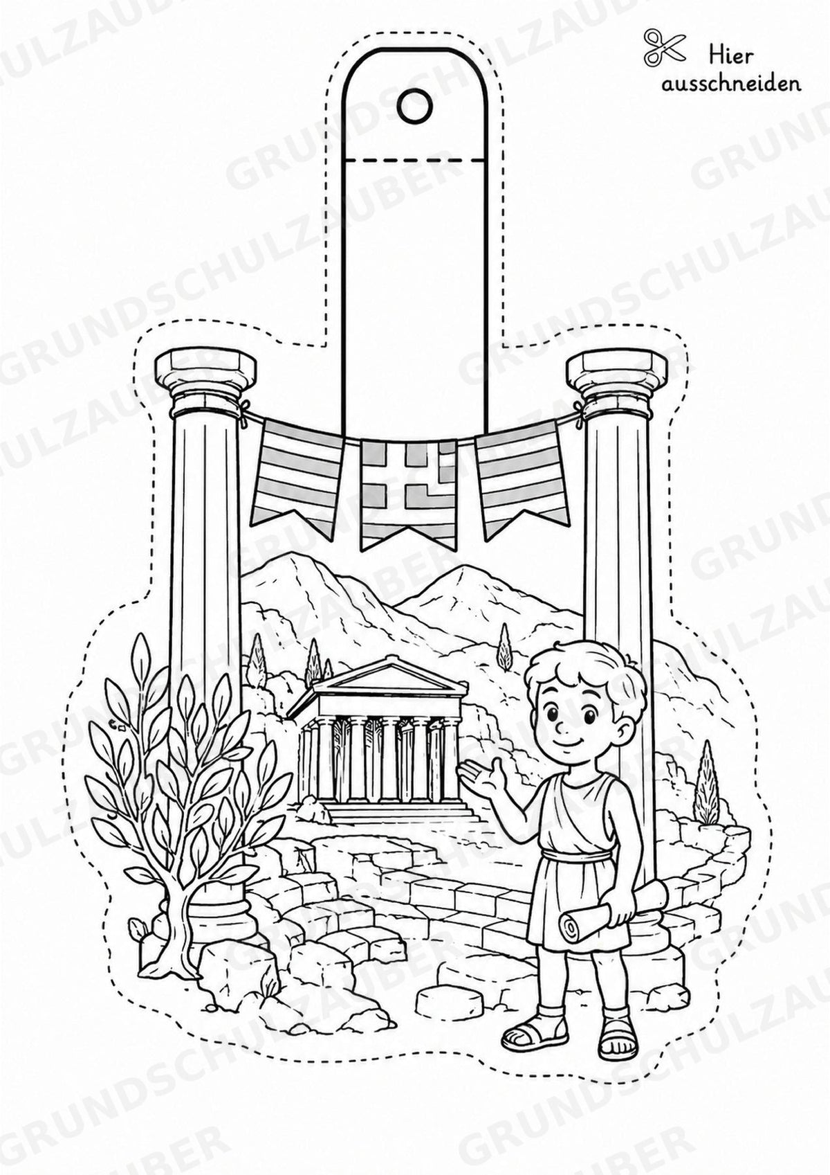 Griechenland – Fensterdeko – Basteln – Ausmalbild – Ausschneiden – 15 Vorlagen – Materialseite 8