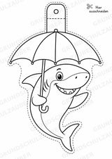 Hai – Fensterdeko – Basteln – Ausmalbild – Ausschneiden – 15 Vorlagen – Materialseite 14