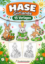 Hase – Fensterdeko – Basteln – Ausmalbild – Ausschneiden – 15 Vorlagen – Cover