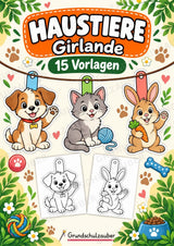 Haustiere – Fensterdeko – Basteln – Ausmalbild – Ausschneiden – 15 Vorlagen – Cover