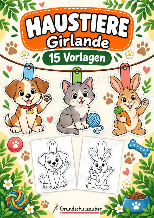Haustiere – Fensterdeko – Basteln – Ausmalbild – Ausschneiden – 15 Vorlagen – Cover
