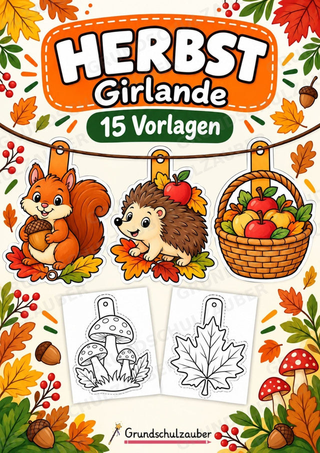 Herbst – Fensterdeko – Basteln – Ausmalbild – Ausschneiden – 15 Vorlagen – Cover