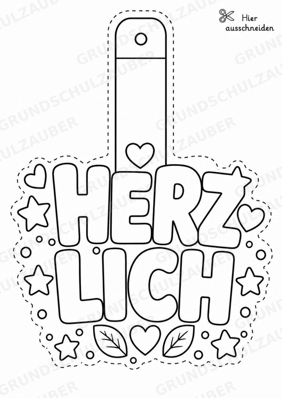 Herzlich Willkommen – Fensterdeko – Basteln – Ausmalbild – Ausschneiden – 15 Vorlagen – Materialseite 2