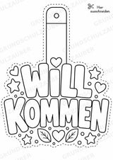 Herzlich Willkommen – Fensterdeko – Basteln – Ausmalbild – Ausschneiden – 15 Vorlagen – Materialseite 3