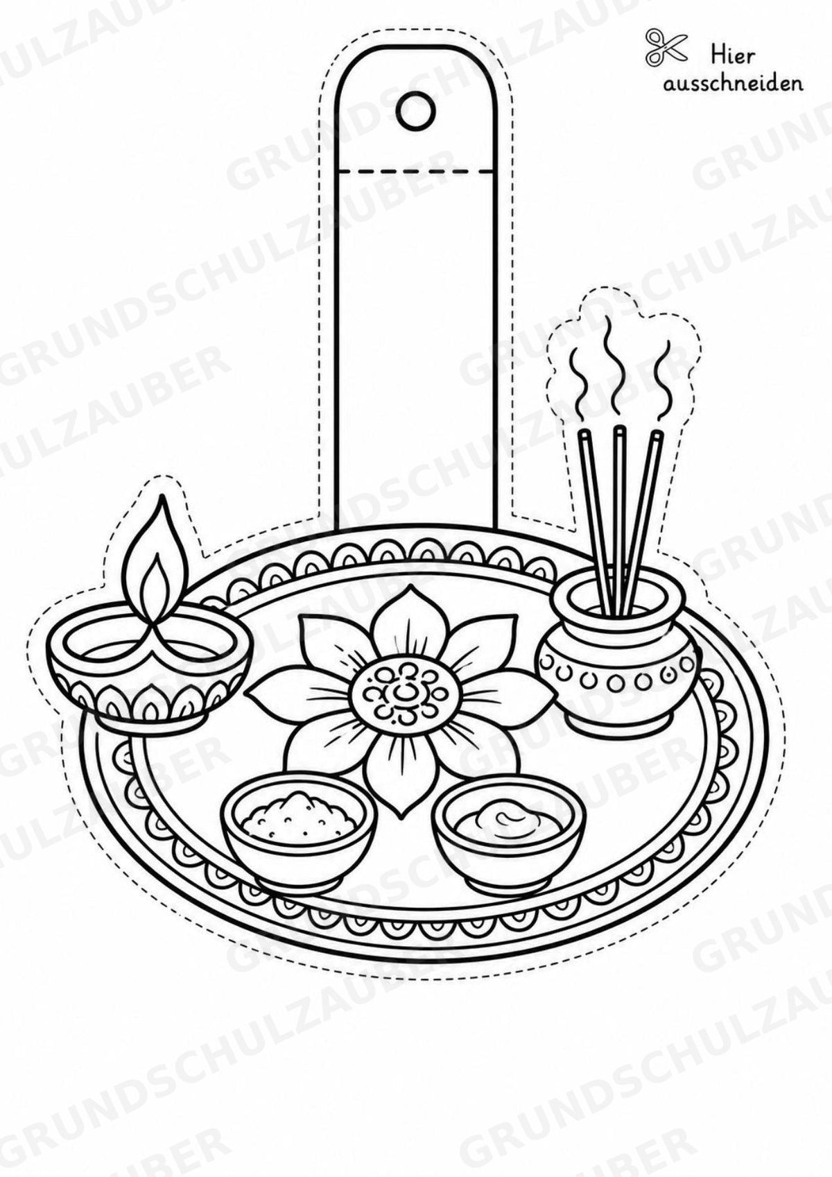 Hinduismus – Fensterdeko – Basteln – Ausmalbild – Ausschneiden – 15 Vorlagen – Materialseite 10