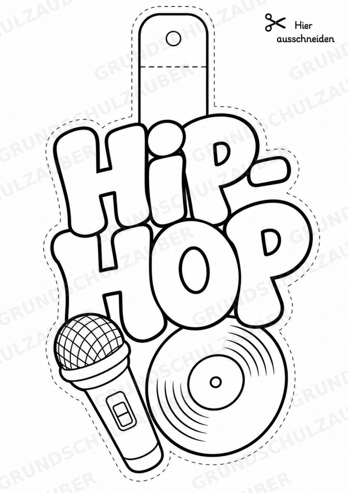 Hip Hop – Fensterdeko – Basteln – Ausmalbild – Ausschneiden – 15 Vorlagen – Materialseite 16