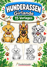Hunderassen – Fensterdeko – Basteln – Ausmalbild – Ausschneiden – 15 Vorlagen – Cover