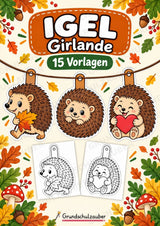 Igel – Fensterdeko – Basteln – Ausmalbild – Ausschneiden – 15 Vorlagen – Cover