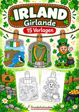 Irland – Fensterdeko – Basteln – Ausmalbild – Ausschneiden – 15 Vorlagen – Cover
