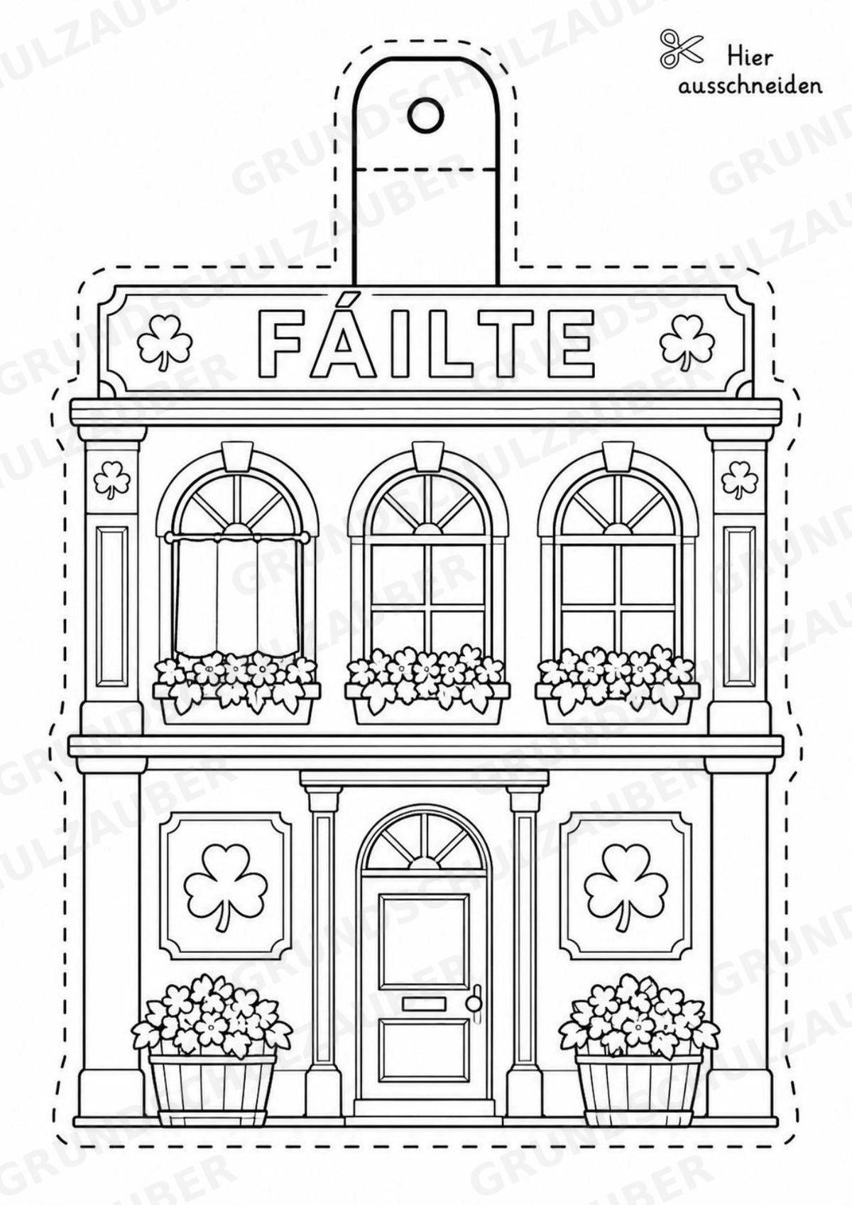 Irland – Fensterdeko – Basteln – Ausmalbild – Ausschneiden – 15 Vorlagen – Materialseite 3