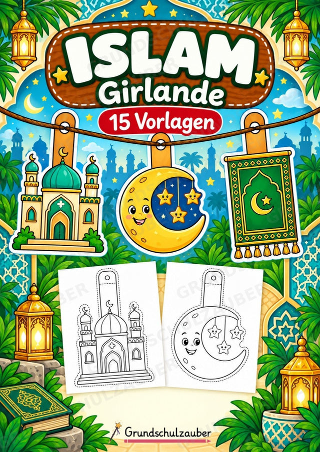 Islam – Fensterdeko – Basteln – Ausmalbild – Ausschneiden – 15 Vorlagen – Cover