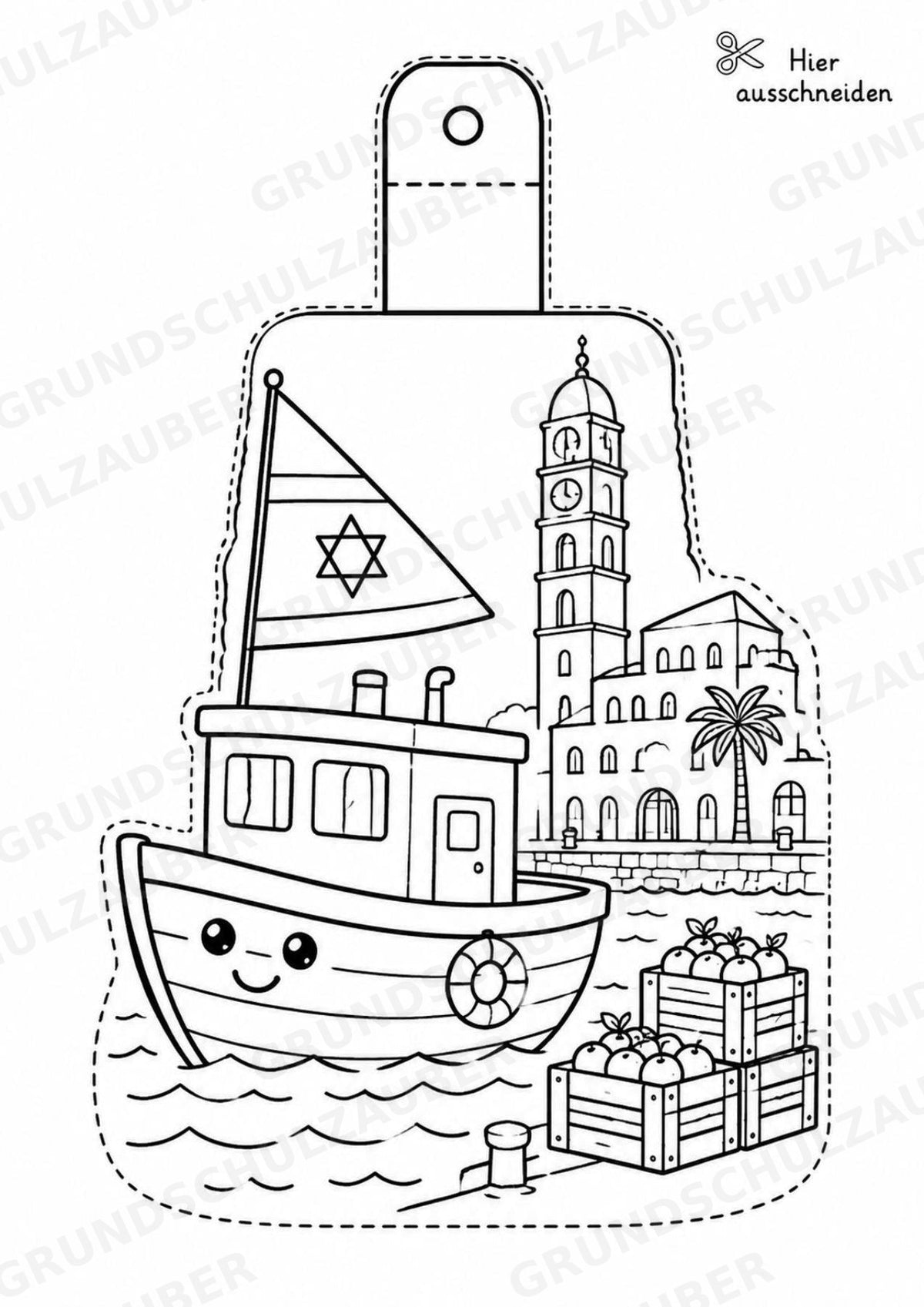 Israel – Fensterdeko – Basteln – Ausmalbild – Ausschneiden – 15 Vorlagen – Materialseite 9