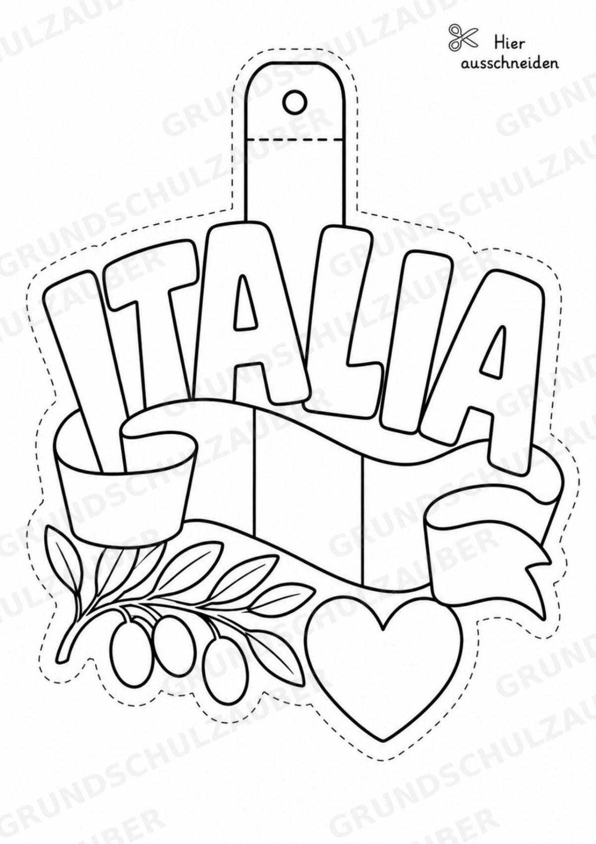 Italien – Fensterdeko – Basteln – Ausmalbild – Ausschneiden – 15 Vorlagen – Materialseite 2