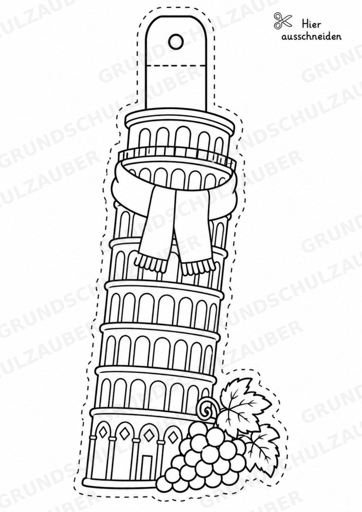 Italien – Fensterdeko – Basteln – Ausmalbild – Ausschneiden – 15 Vorlagen – Materialseite 4