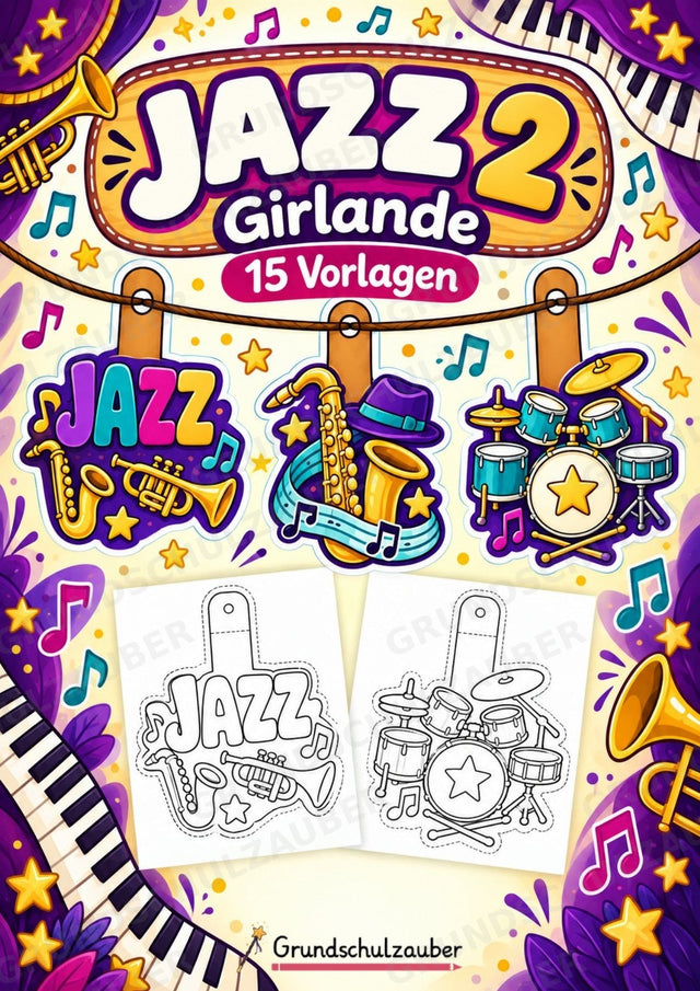 Jazz – Fensterdeko – Basteln – Ausmalbild – Ausschneiden – 15 Vorlagen – Cover