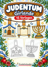 Judentum – Fensterdeko – Basteln – Ausmalbild – Ausschneiden – 15 Vorlagen – Cover
