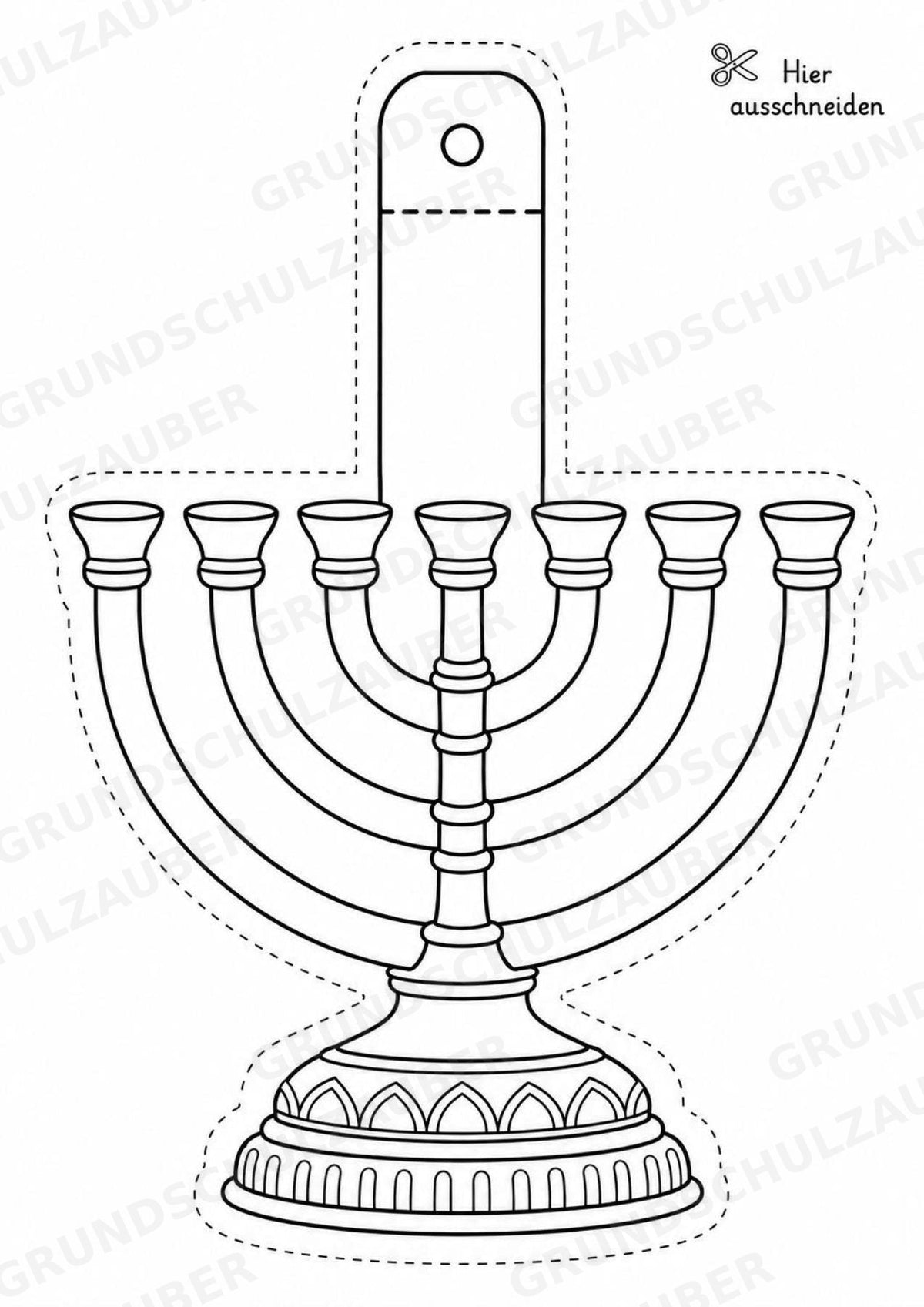 Judentum – Fensterdeko – Basteln – Ausmalbild – Ausschneiden – 15 Vorlagen – Materialseite 4