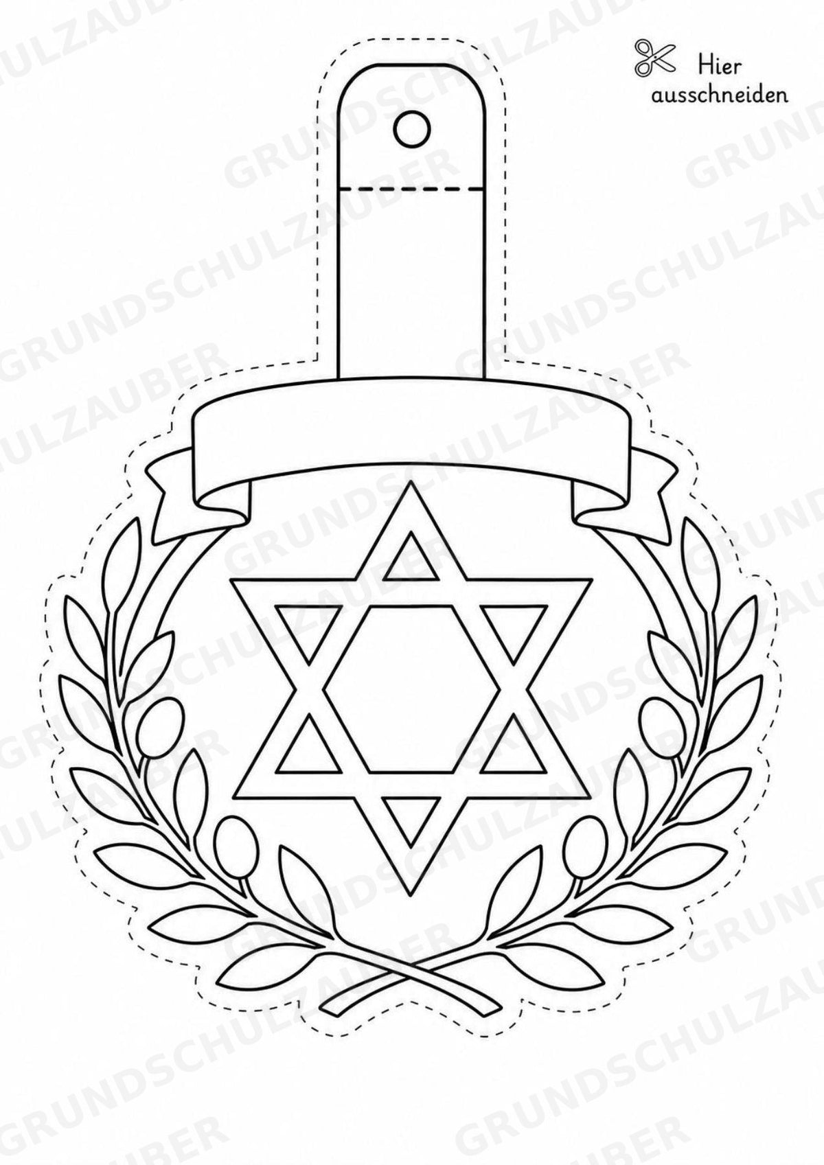 Judentum – Fensterdeko – Basteln – Ausmalbild – Ausschneiden – 15 Vorlagen – Materialseite 14
