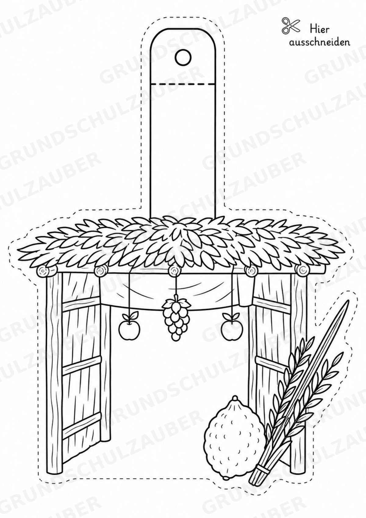 Judentum – Fensterdeko – Basteln – Ausmalbild – Ausschneiden – 15 Vorlagen – Materialseite 15