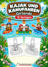 Kajak und Kanufahren – Fensterdeko – Basteln – Ausmalbild – Ausschneiden – 15 Vorlagen – Cover