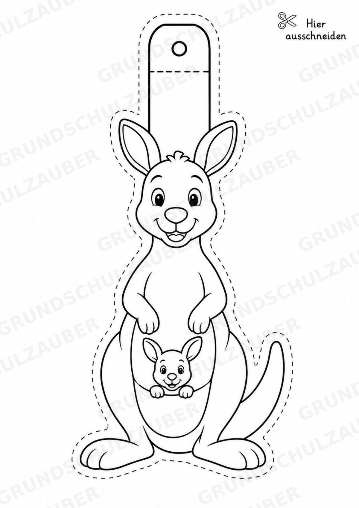 Känguru – Fensterdeko – Basteln – Ausmalbild – Ausschneiden – 15 Vorlagen – Materialseite 3