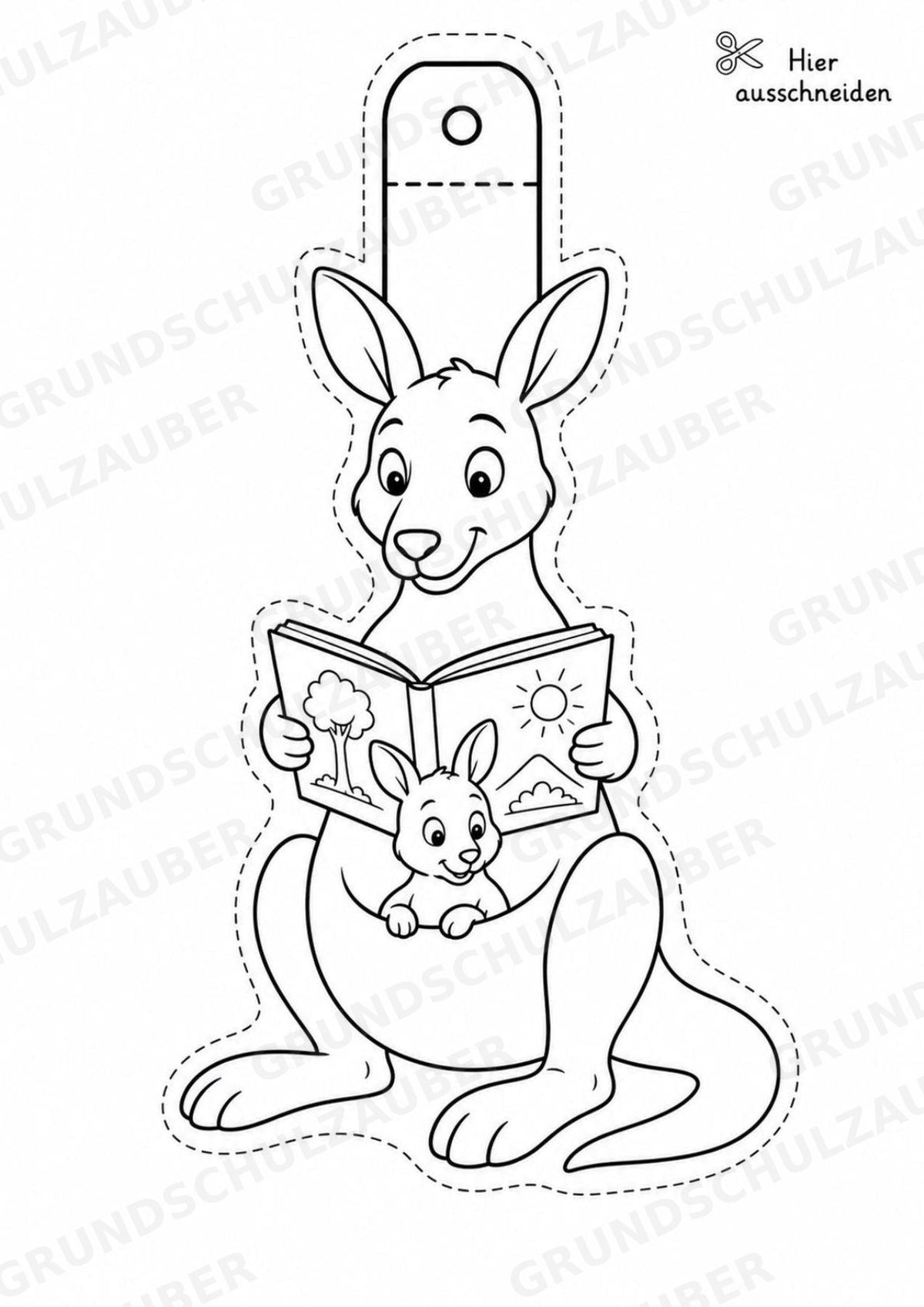 Känguru – Fensterdeko – Basteln – Ausmalbild – Ausschneiden – 15 Vorlagen – Materialseite 4