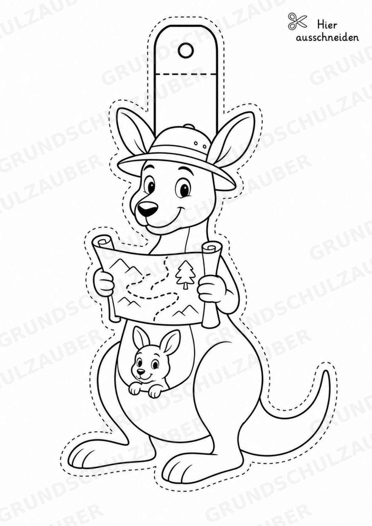 Känguru – Fensterdeko – Basteln – Ausmalbild – Ausschneiden – 15 Vorlagen – Materialseite 8