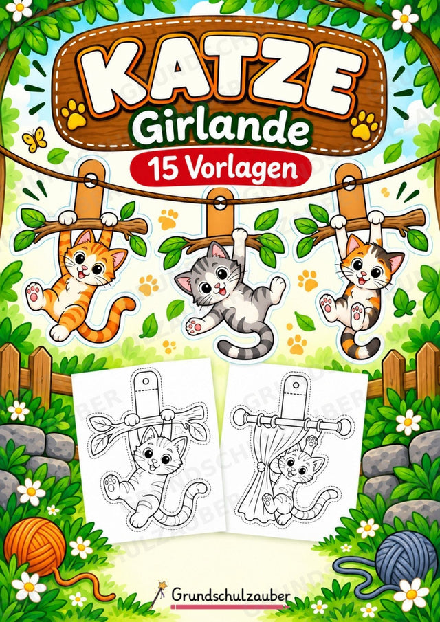 Katze – Fensterdeko – Basteln – Ausmalbild – Ausschneiden – 15 Vorlagen – Cover