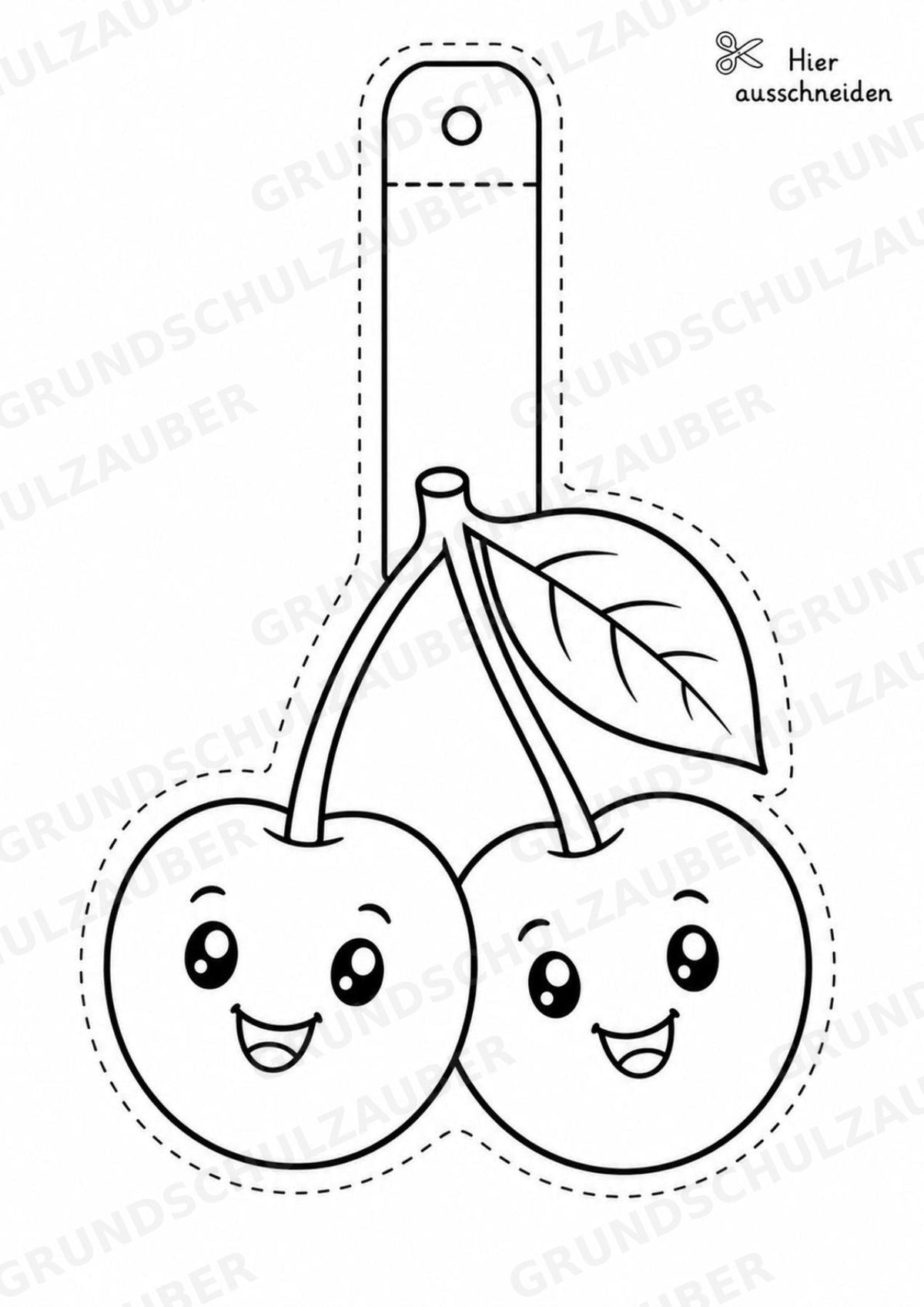 Kirsche – Fensterdeko – Basteln – Ausmalbild – Ausschneiden – 15 Vorlagen – Materialseite 2