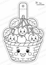 Kirsche – Fensterdeko – Basteln – Ausmalbild – Ausschneiden – 15 Vorlagen – Materialseite 3