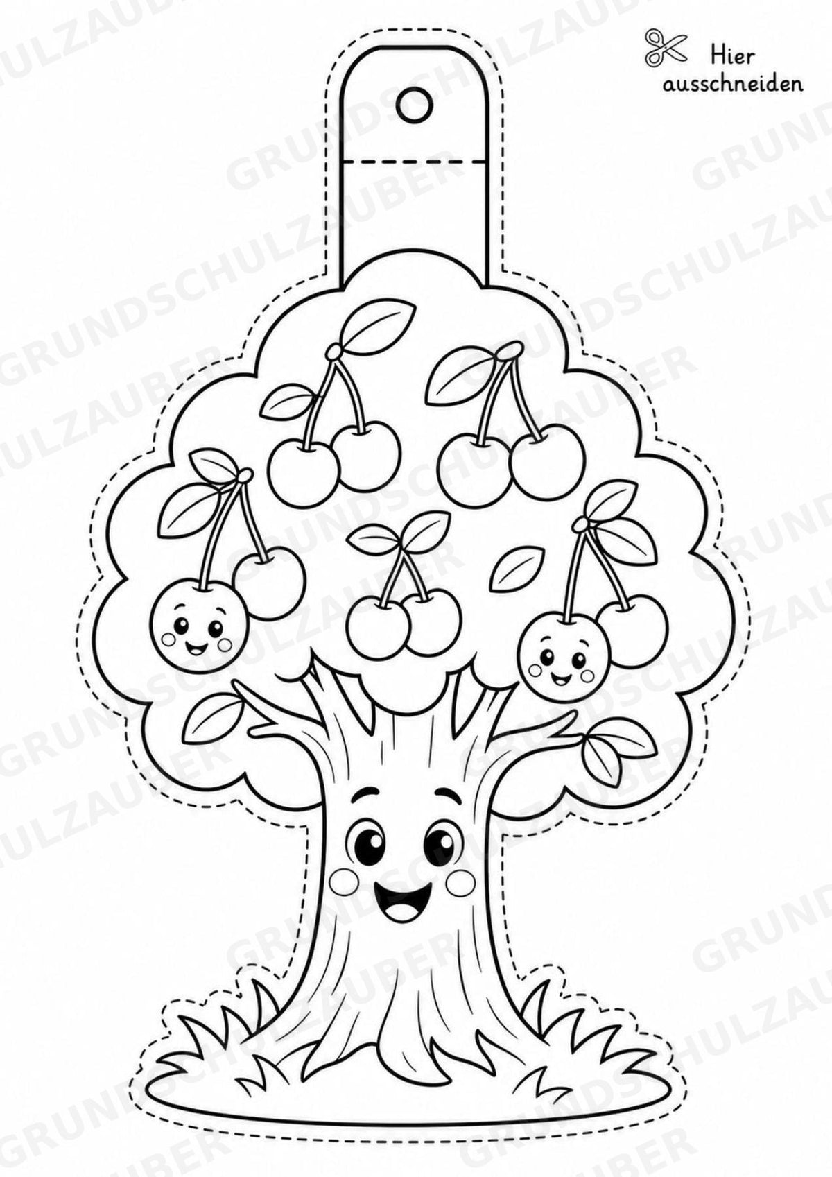 Kirsche – Fensterdeko – Basteln – Ausmalbild – Ausschneiden – 15 Vorlagen – Materialseite 4
