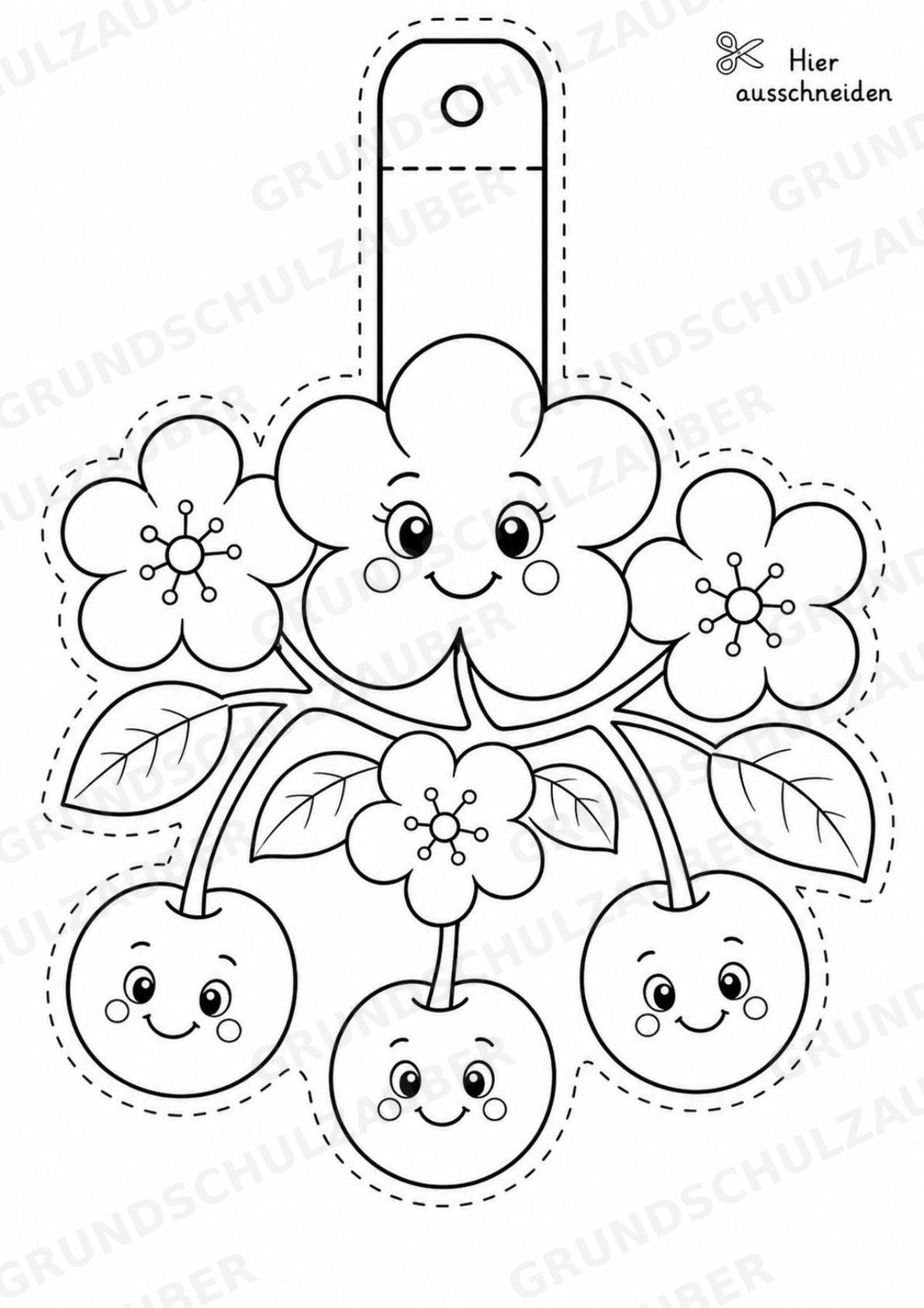 Kirsche – Fensterdeko – Basteln – Ausmalbild – Ausschneiden – 15 Vorlagen – Materialseite 11