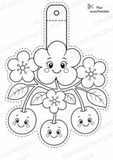 Kirsche – Fensterdeko – Basteln – Ausmalbild – Ausschneiden – 15 Vorlagen – Materialseite 11