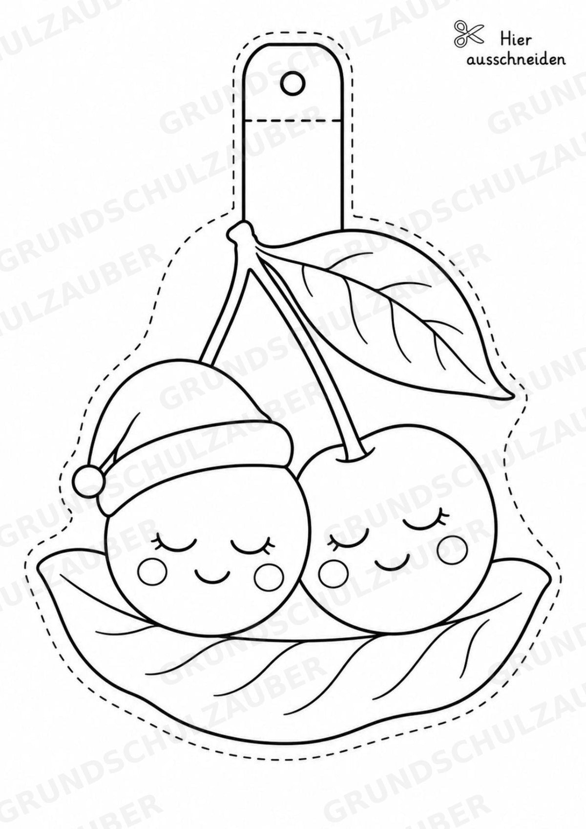 Kirsche – Fensterdeko – Basteln – Ausmalbild – Ausschneiden – 15 Vorlagen – Materialseite 15