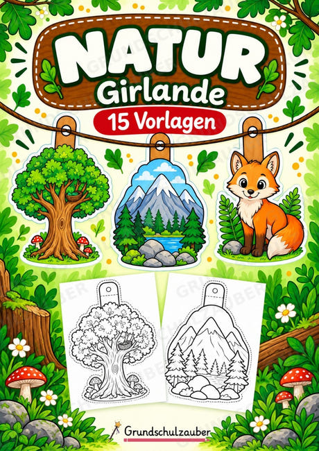Natur – Fensterdeko – Basteln – Ausmalbild – Ausschneiden – 15 Vorlagen – Cover