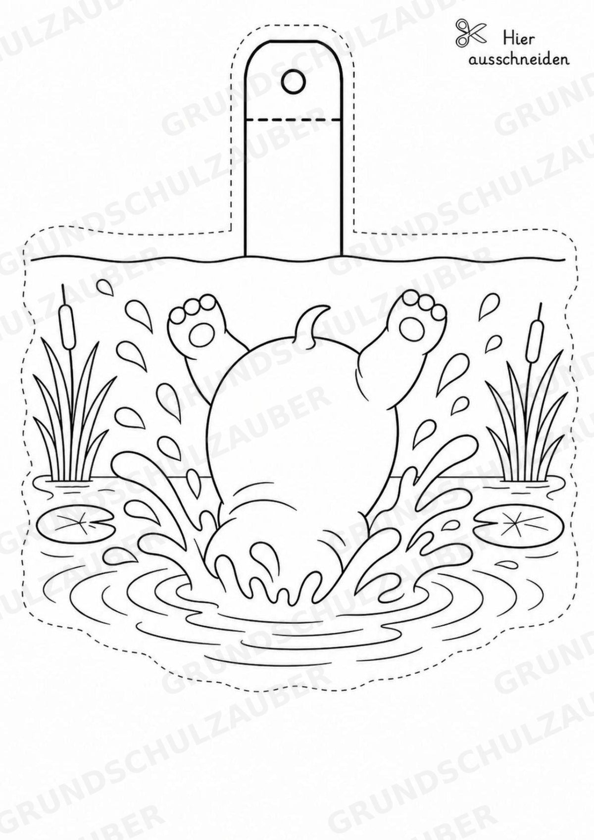 Nilpferd – Fensterdeko – Basteln – Ausmalbild – Ausschneiden – 15 Vorlagen – Materialseite 4