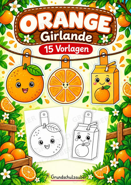 Orange – Fensterdeko – Basteln – Ausmalbild – Ausschneiden – 15 Vorlagen – Cover
