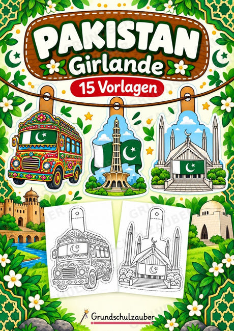 Pakistan – Fensterdeko – Basteln – Ausmalbild – Ausschneiden – 15 Vorlagen – Cover