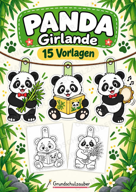Panda – Fensterdeko – Basteln – Ausmalbild – Ausschneiden – 15 Vorlagen – Cover
