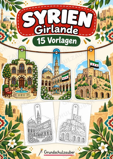 Syrien – Fensterdeko – Basteln – Ausmalbild – Ausschneiden – 15 Vorlagen – Cover
