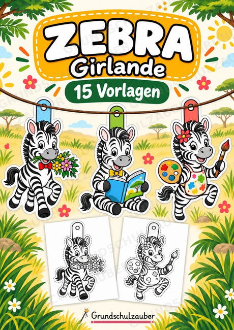 Zebra – Fensterdeko – Basteln – Ausmalbild – Ausschneiden – 15 Vorlagen – Cover