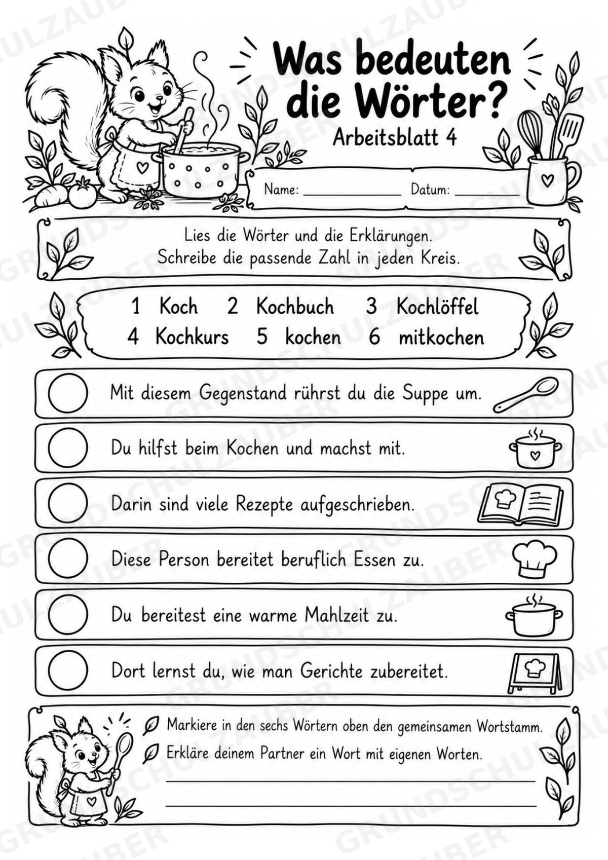 Wortfamilien-Baum: Wortstämme üben | 18 Arbeitsblätter & Klassenplakat | Deutsch Klasse 2–3 | 3-Fach Differenzierung – Materialseite 8