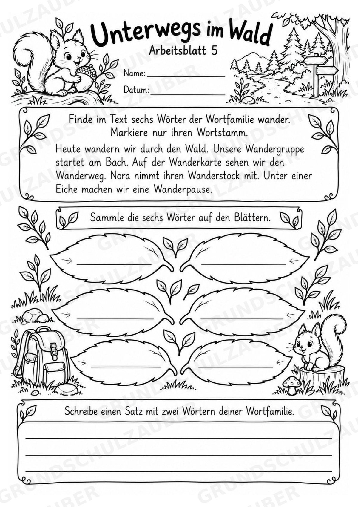 Wortfamilien-Baum: Wortstämme üben | 18 Arbeitsblätter & Klassenplakat | Deutsch Klasse 2–3 | 3-Fach Differenzierung – Materialseite 9