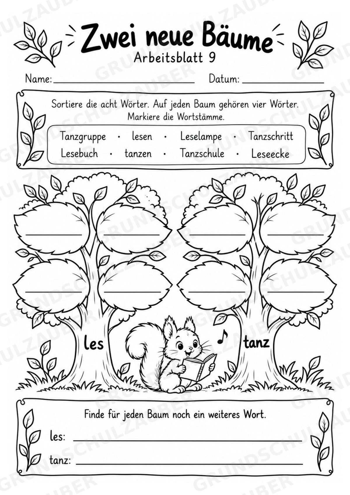 Wortfamilien-Baum: Wortstämme üben | 18 Arbeitsblätter & Klassenplakat | Deutsch Klasse 2–3 | 3-Fach Differenzierung – Materialseite 13