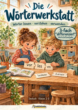 Die Wörterwerkstatt | Wortbausteine, Wortbildung & Wortstamm | Wortfamilien, Vorsilben & Nachsilben | 20 Arbeitsblätter Deutsch Klasse 2–3 – Cover